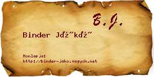 Binder Jákó névjegykártya